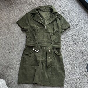 Olive Green Women's Short Sleeve Dress